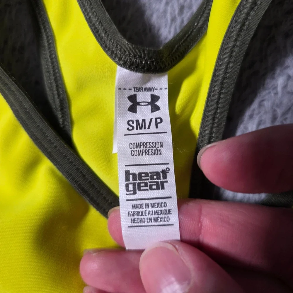 Under Armour Womens Small Sports Bra Neon Yellow HeatGear Racerback Compression
